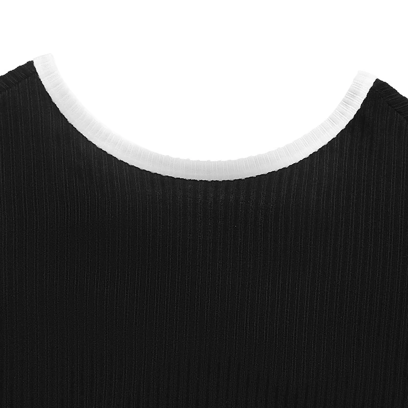 Camille Bow Top — Black — Neckline detail