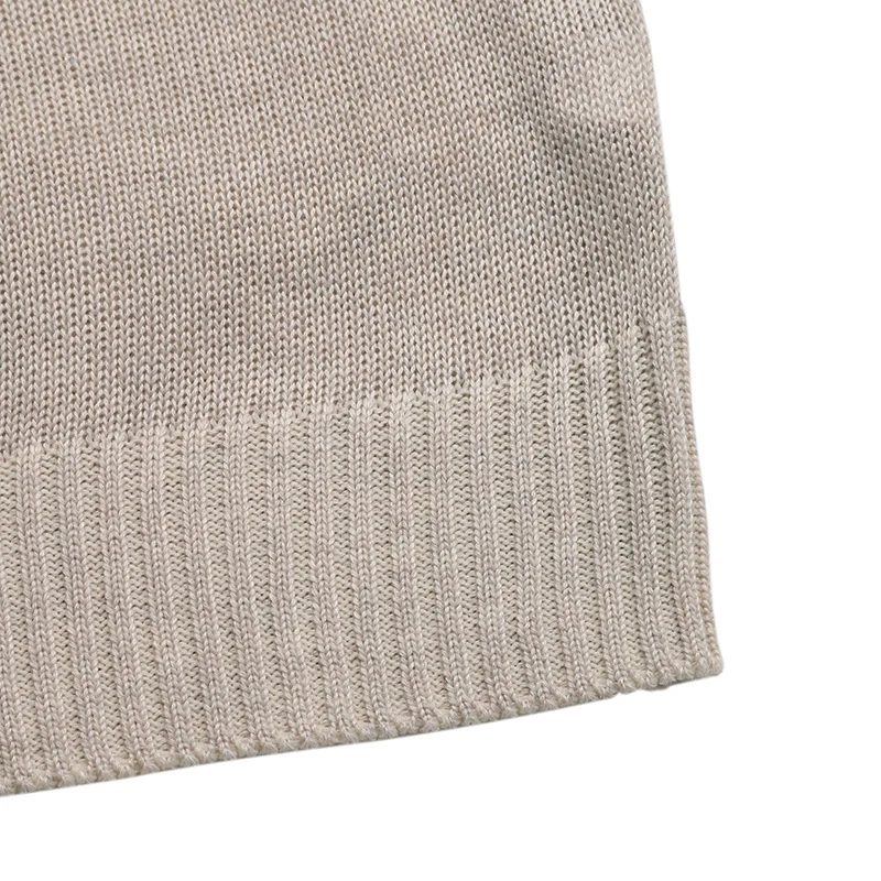 Estelle Contrast Knit Top — Khaki — Hem detail
