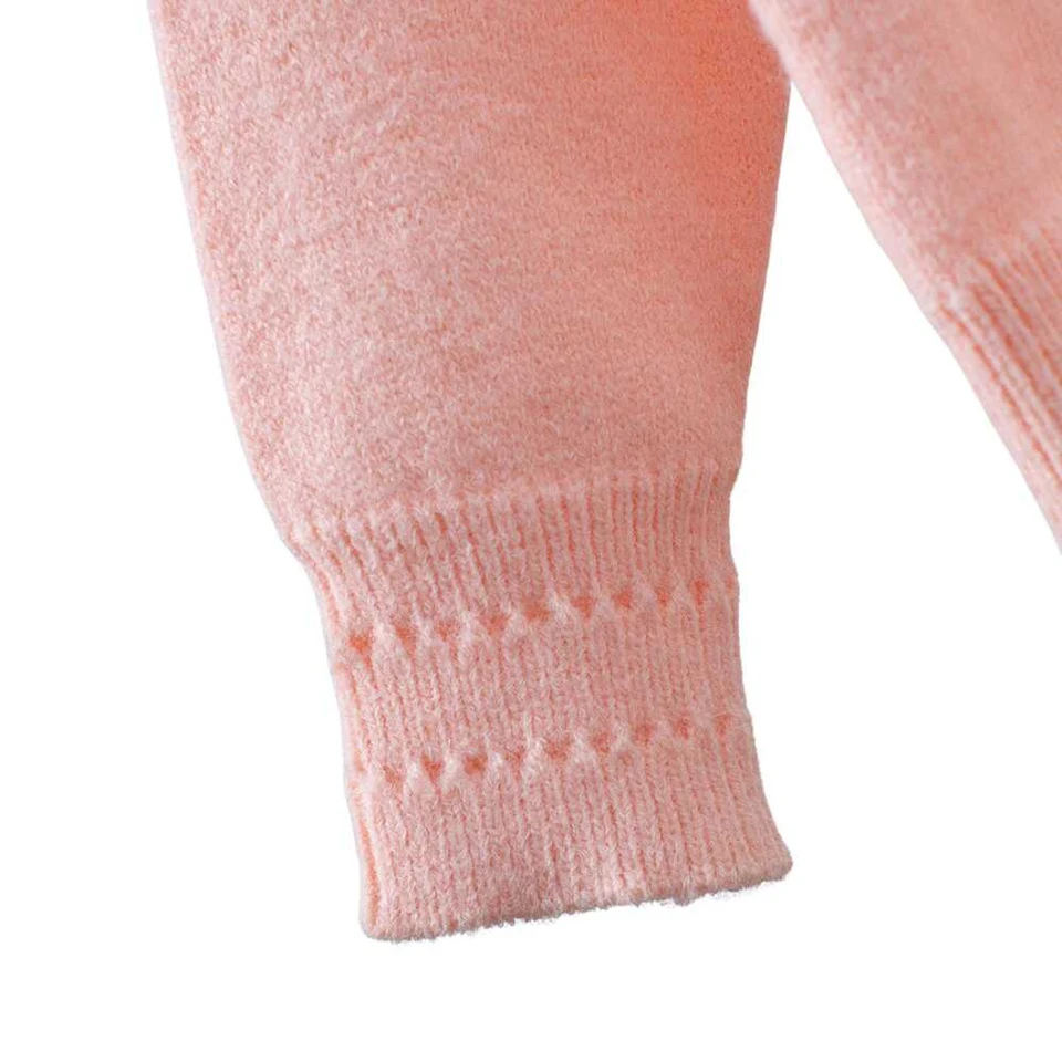 Cleo Lace-Trim Cardigan — Pink — Cuff detail