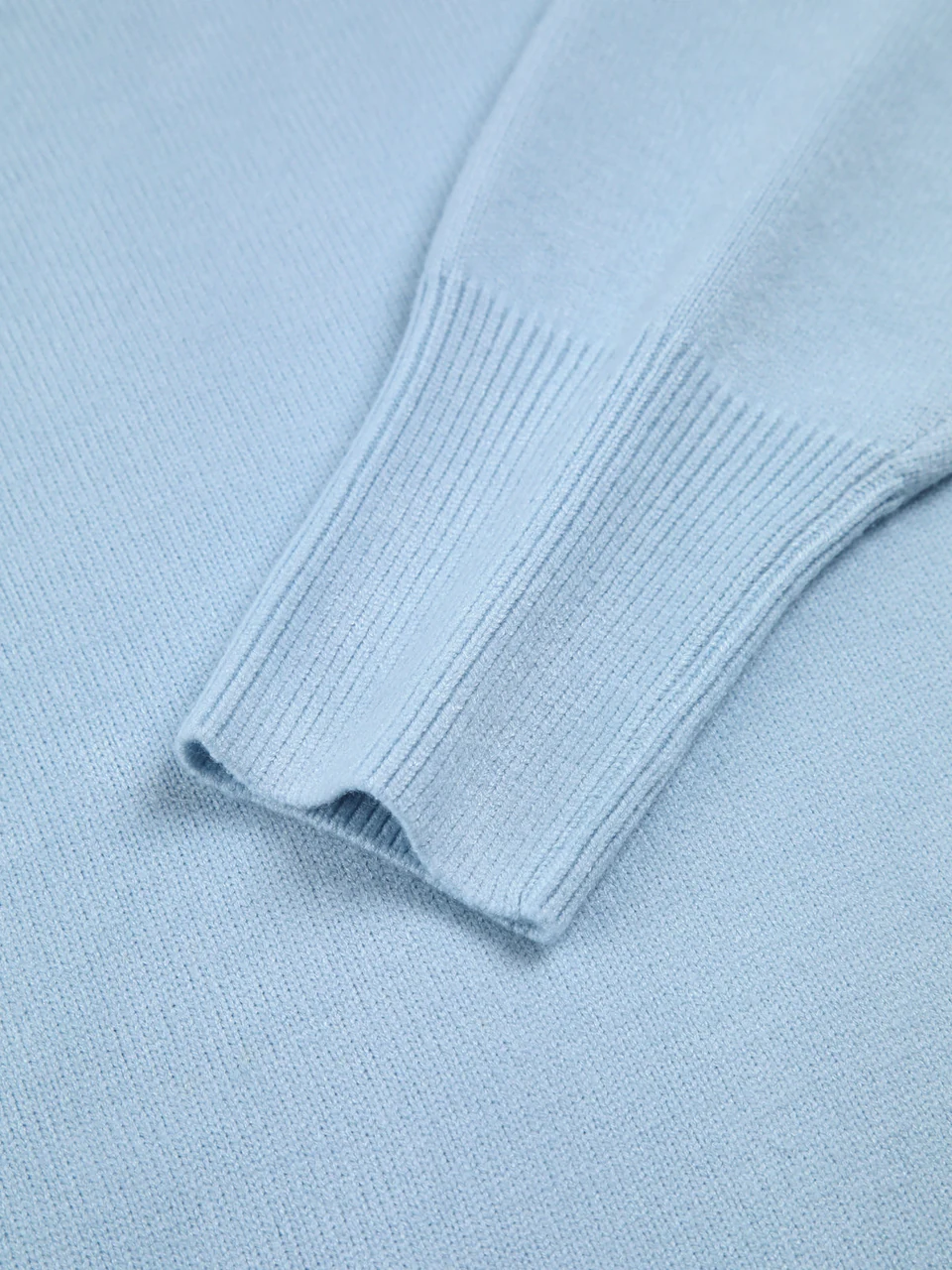 Cleo Turtleneck Sweater — Blue — Cuff detail
