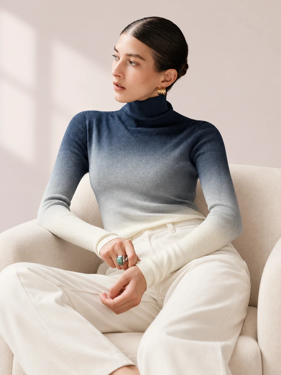 Noelle Ombre Knit Top — Blue — Product photograph