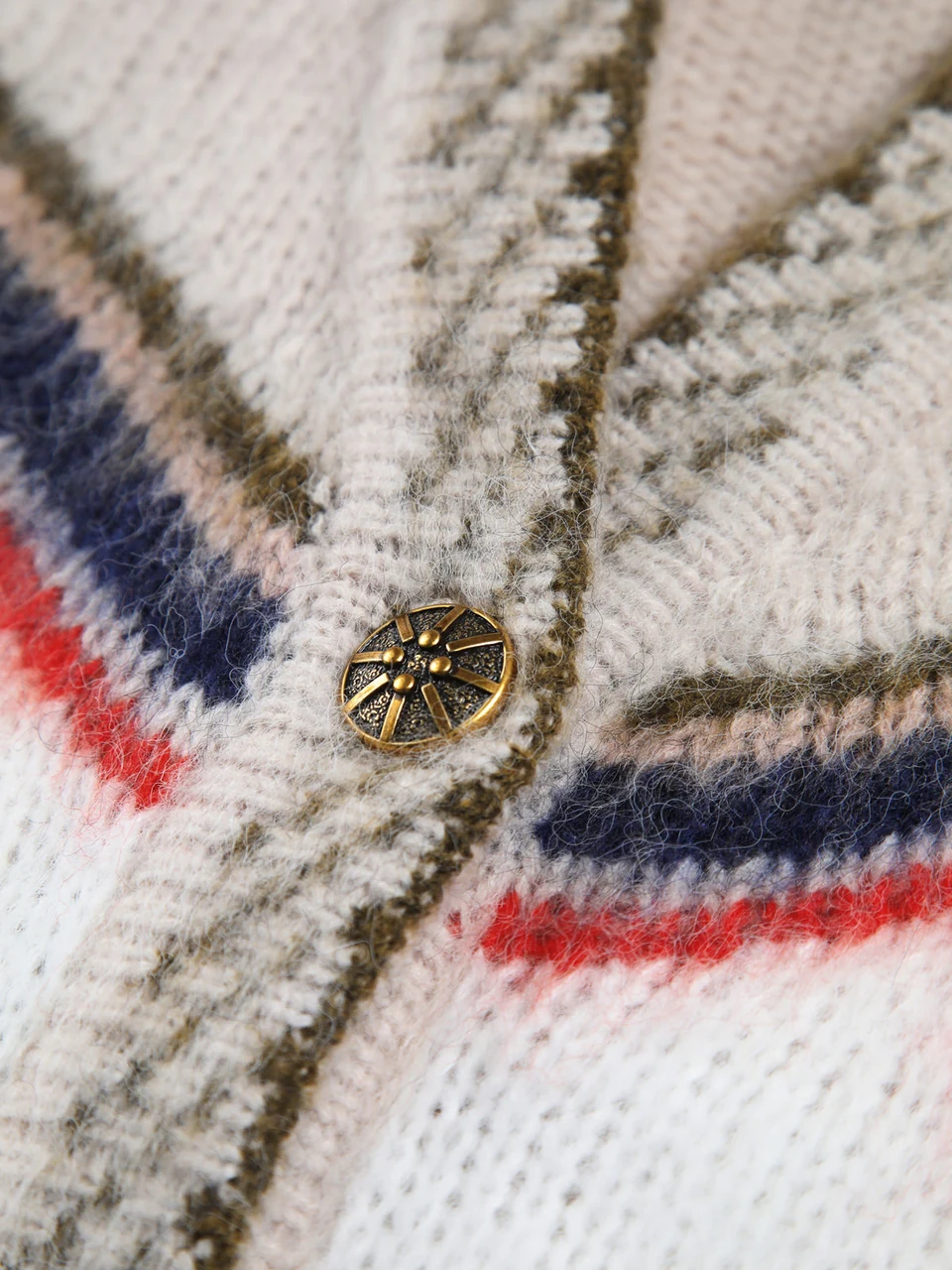 Camille Cardigan — Khaki — Button knit detail