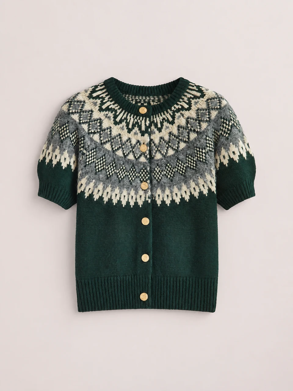 Rosalie Fair Isle Cardigan — Green — Product front