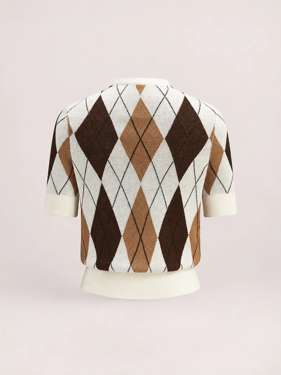 Laure Argyle Knit Sweater — Brown — Product back