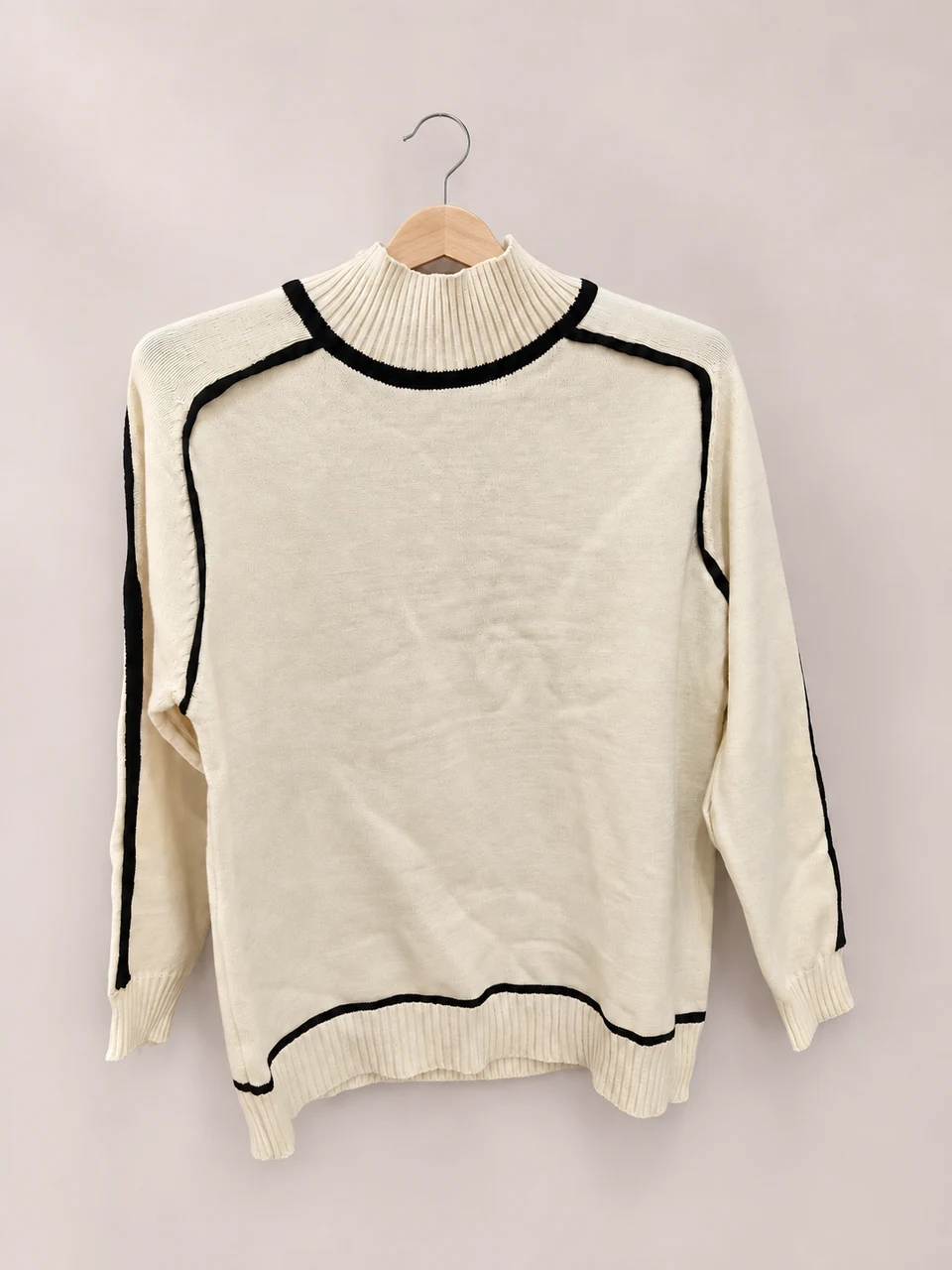 Sylvie Mock-Neck Knit Top — Cream — Product photograph