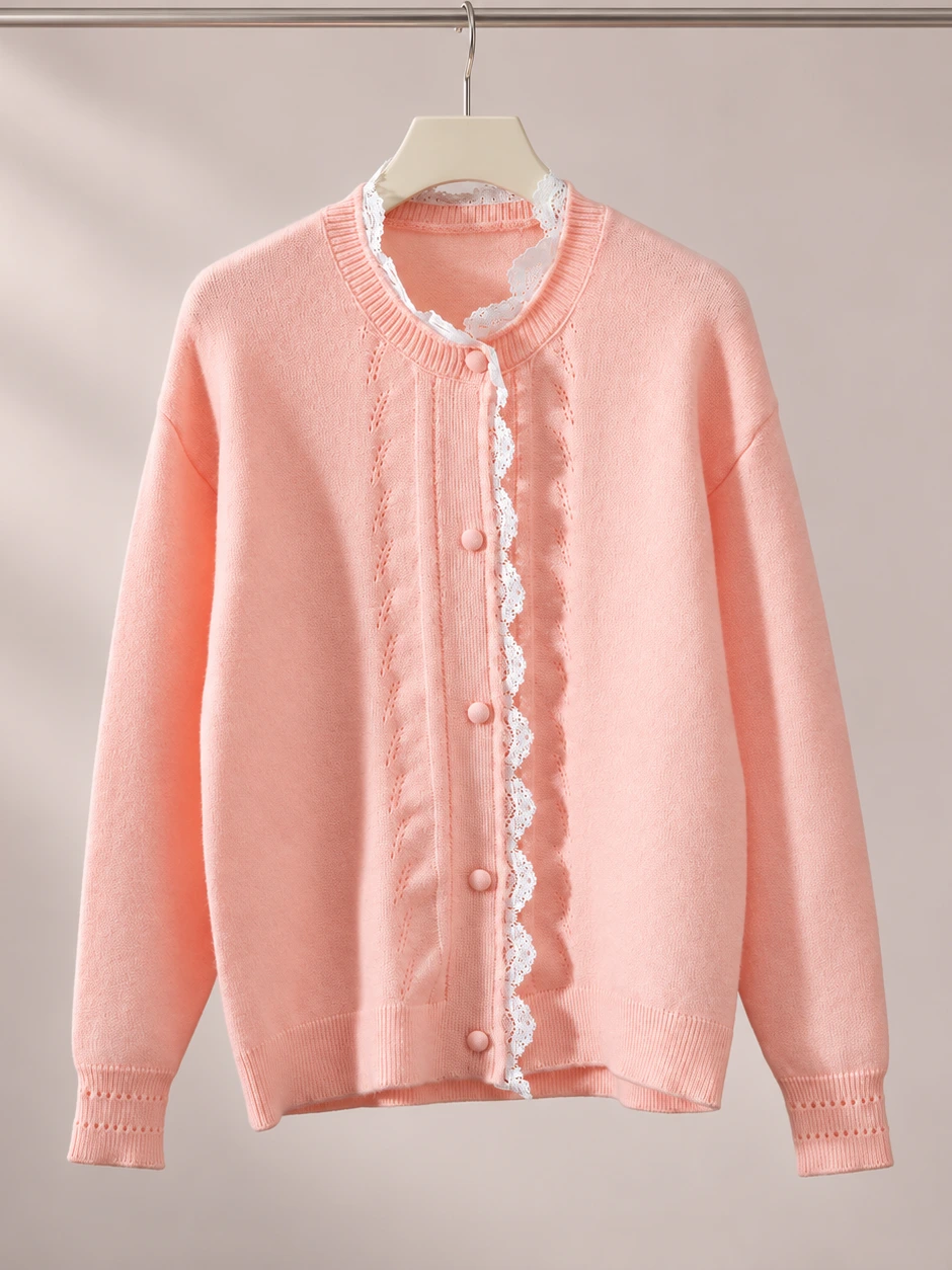Cleo Lace-Trim Cardigan