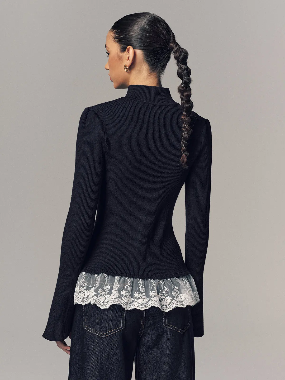 Cleo Lace-Trim Cardigan — photo 7