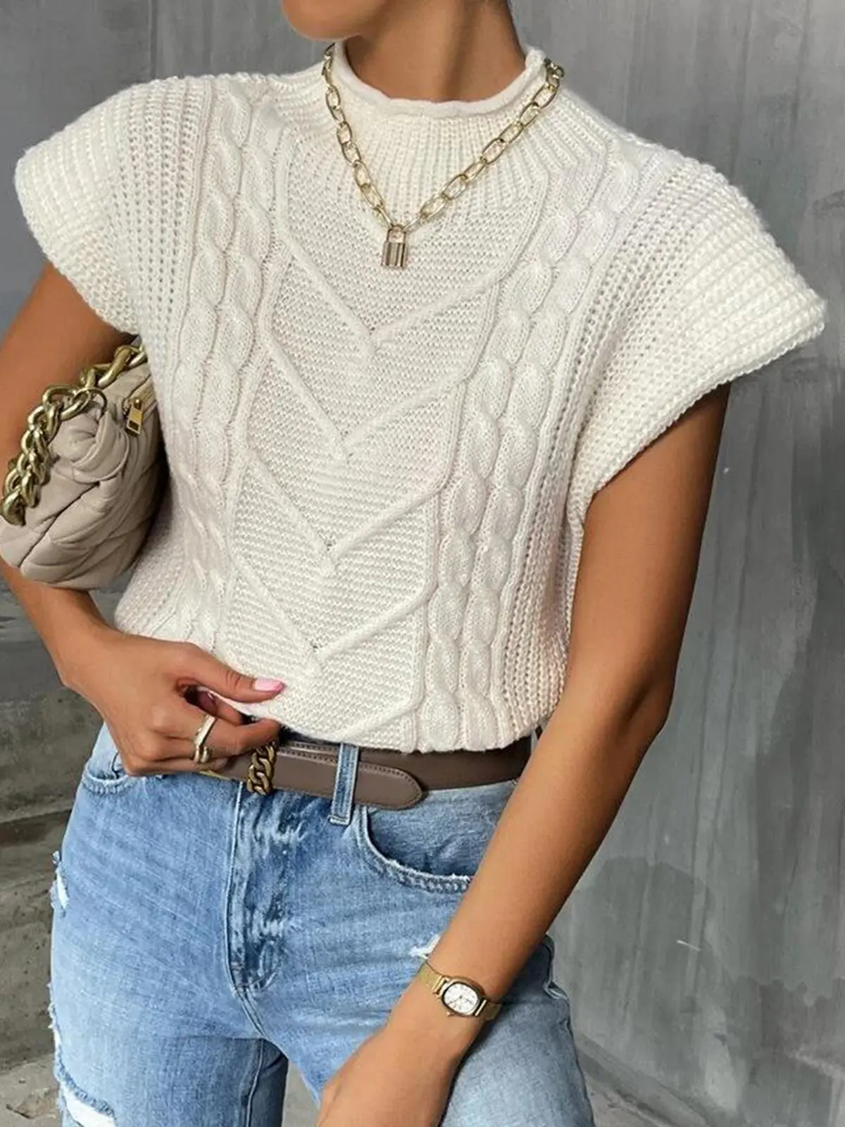 Cleo Cap-Sleeve Sweater Vest — photo 2