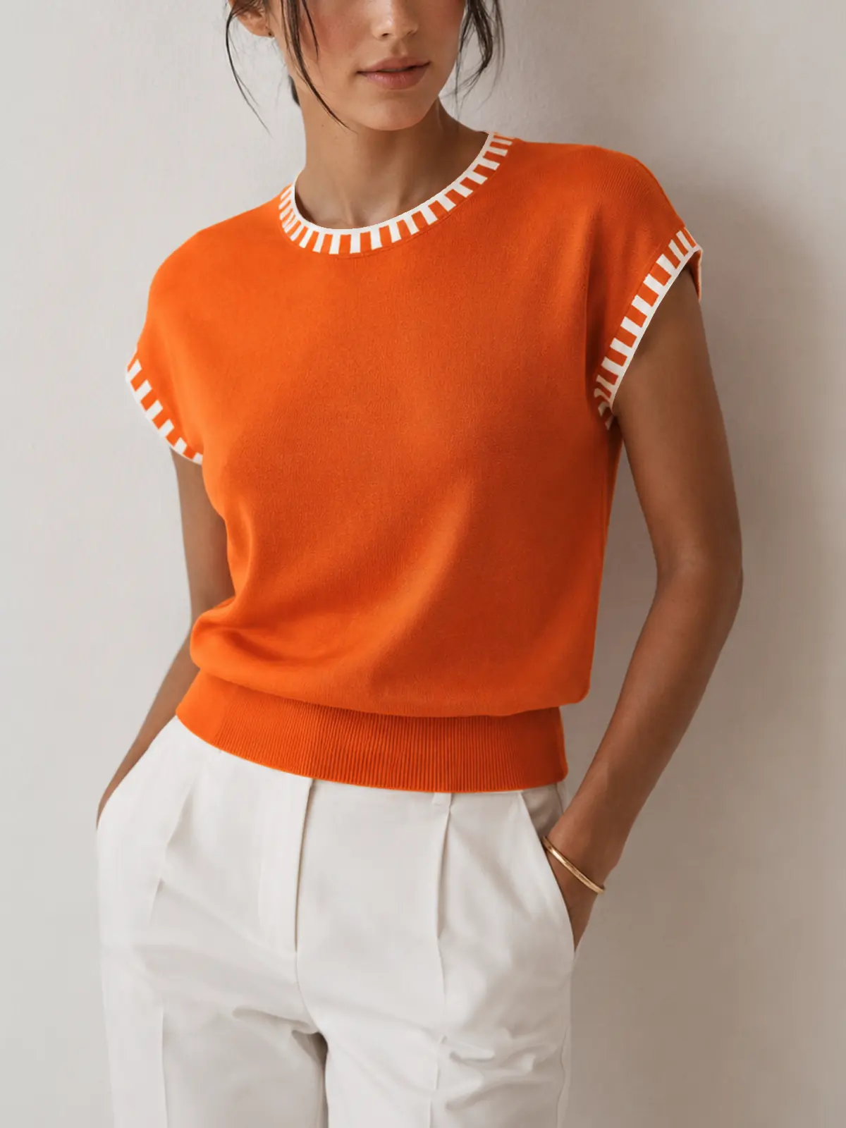 Estelle Cap-Sleeve Knit Top