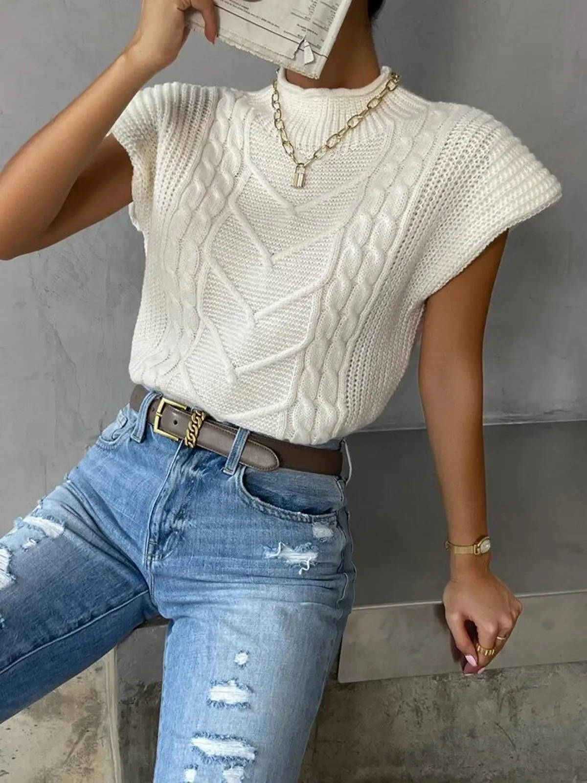 Cleo Cap-Sleeve Sweater Vest — photo 3