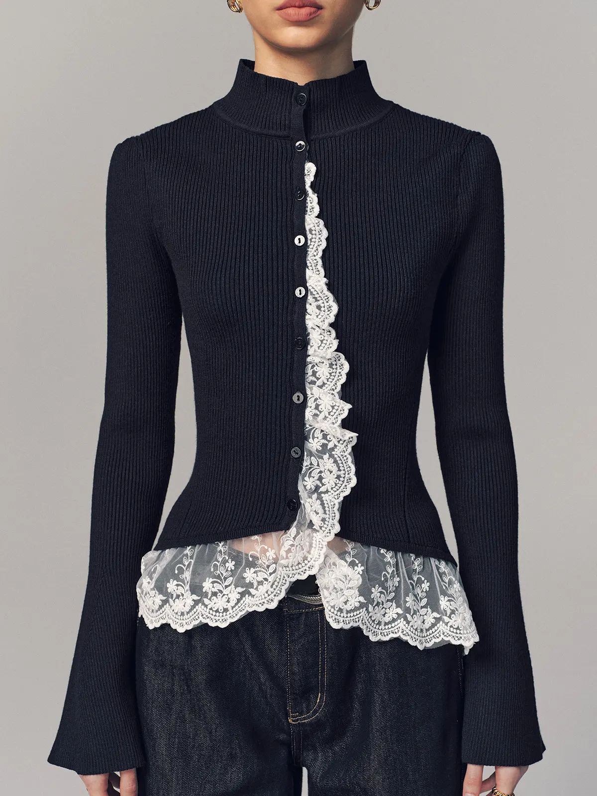 Cleo Lace-Trim Cardigan — photo 5