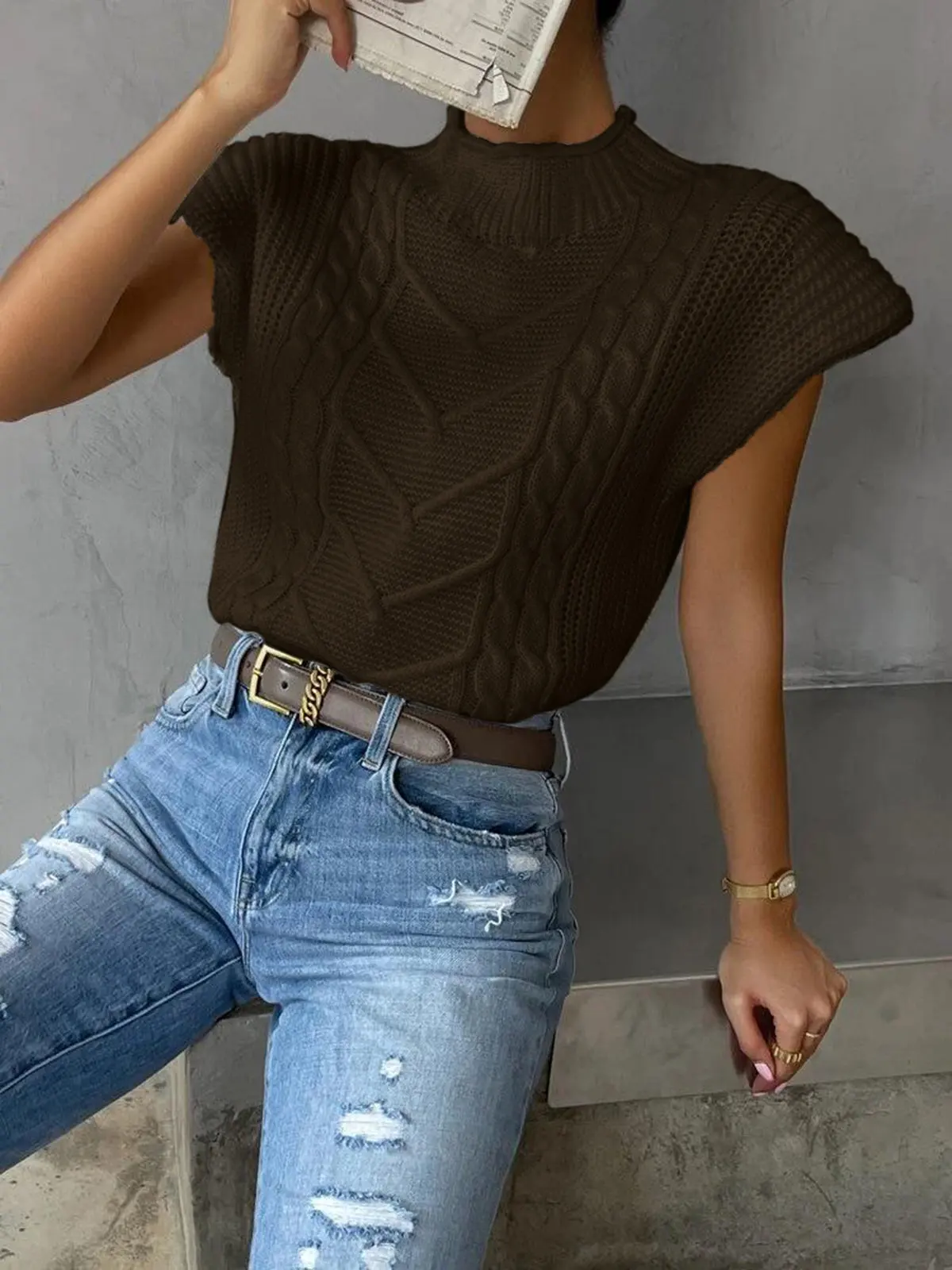 Cleo Cap-Sleeve Sweater Vest — photo 10