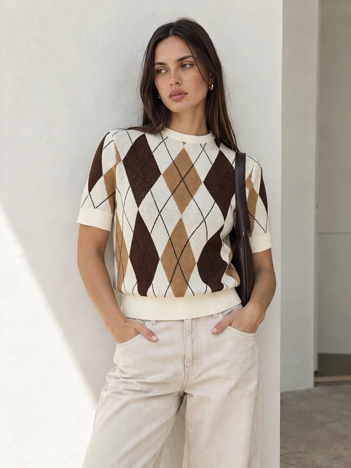 Laure Argyle Knit Sweater